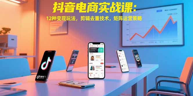 抖音电商实战课：12种变现玩法，剪辑去重技术，矩阵运营策略好项目网-专注分享网络创业项目落地实操课程 – 全网首发_高质量创业项目输出好项目网