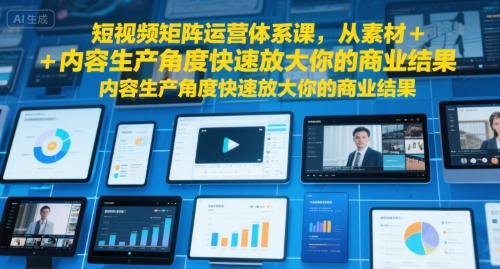 短视频矩阵运营体系课，从素材+内容生产角度快速放大你的商业结果好项目网-专注分享网络创业项目落地实操课程 – 全网首发_高质量创业项目输出好项目网