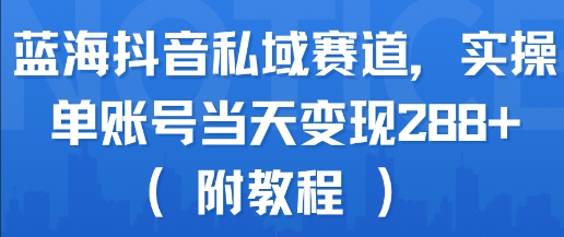 蓝海抖音私域赛道，实操单账号当天变现288+(附教程)好项目网-专注分享网络创业项目落地实操课程 – 全网首发_高质量创业项目输出好项目网