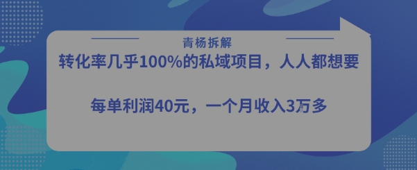 转化率最高的私域项目，每单利润40-50米，月入过1w好项目网-专注分享网络创业项目落地实操课程 – 全网首发_高质量创业项目输出好项目网