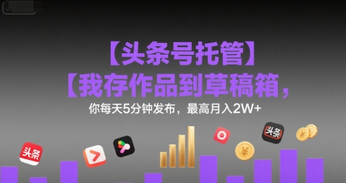 【头条号托管 】我存作品到草稿箱，你每天5分钟发布，最高月入2W+【揭秘】好项目网-专注分享网络创业项目落地实操课程 – 全网首发_高质量创业项目输出好项目网