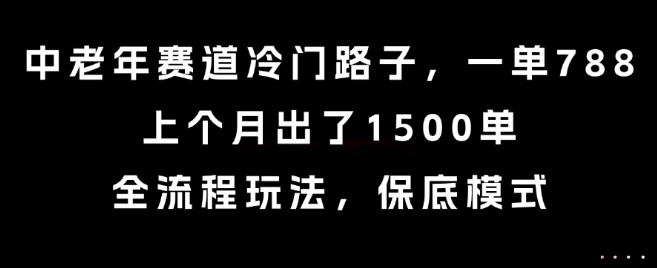 中老年赛道冷门路子，一单788，上个月出了1500单，全流程玩法，保底模式【揭秘】好项目网-专注分享网络创业项目落地实操课程 – 全网首发_高质量创业项目输出好项目网
