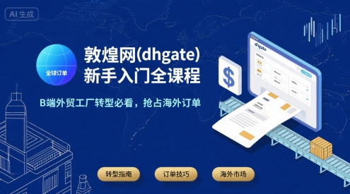 敦煌网(dhgate)新手入门全课程，B端外贸工厂转型必看，抢占海外订单好项目网-专注分享网络创业项目落地实操课程 – 全网首发_高质量创业项目输出好项目网