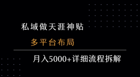 私域做天涯神贴 多平台布局 月入5k+详细流程拆解好项目网-专注分享网络创业项目落地实操课程 – 全网首发_高质量创业项目输出好项目网